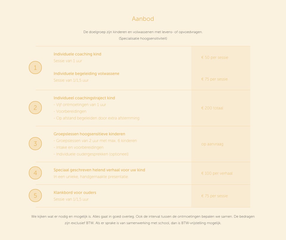 Pricing Table section on TOS-COACH section design
