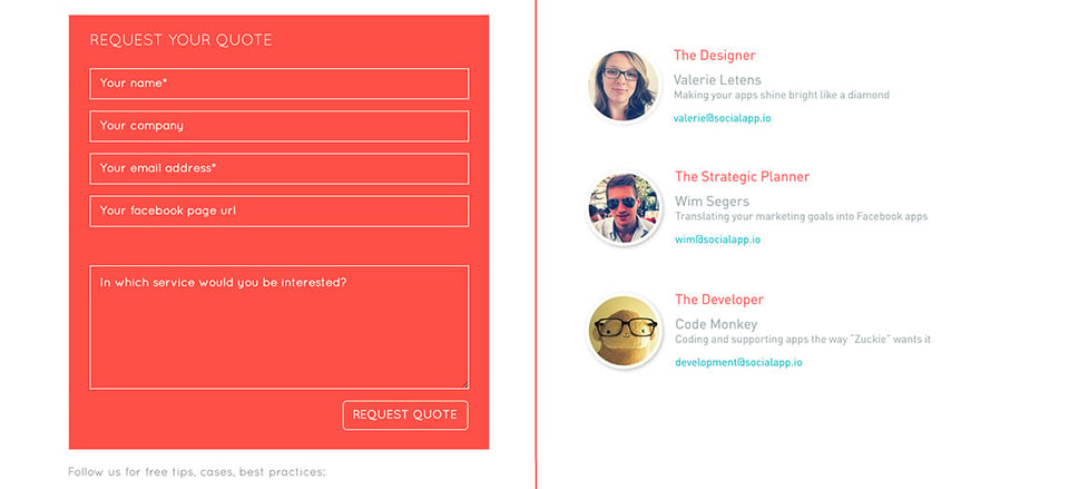 Team section on Socialapp section design