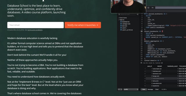Database School Screenshots Section