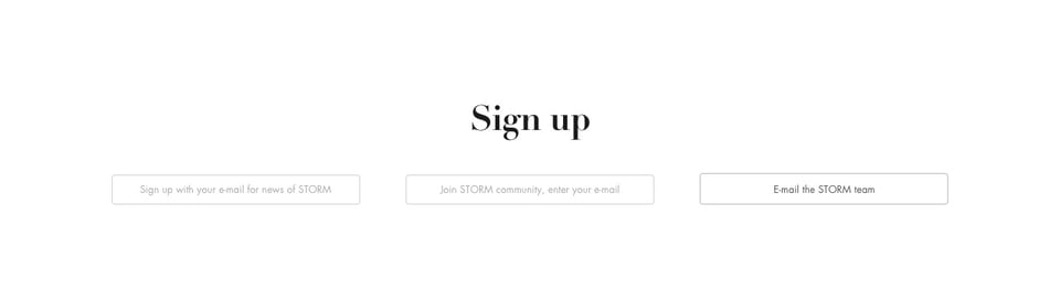 Call-To-Action Footer section on A Storm is Coming section design