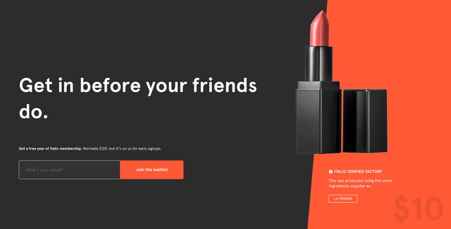 Italic Waitlist or Beta Sign Up Section