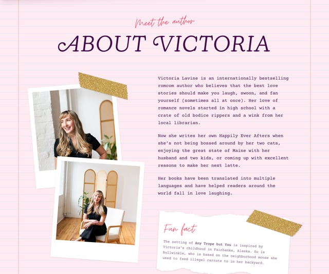 Victoria Lavine Biography Section