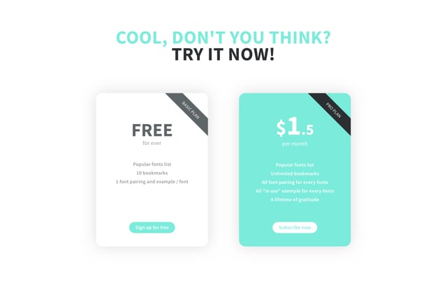 FontFace Dojo Pricing Table Preview