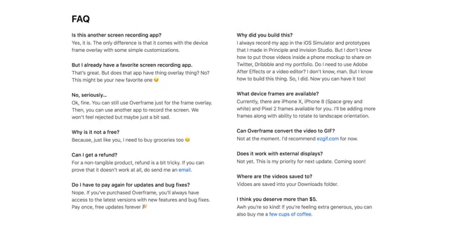 Overframe FAQ Grid Preview
