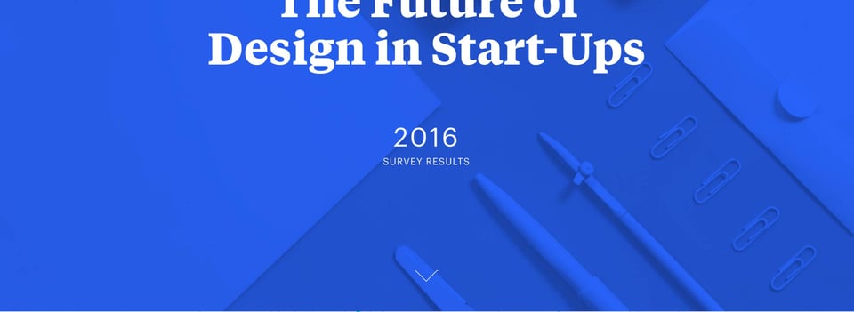 Scroll Hint section on The Future of Design in Start-Ups section design