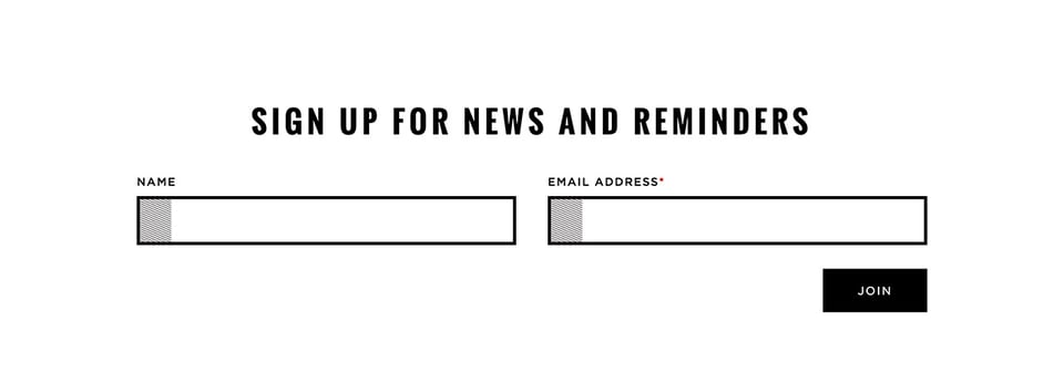 Newsletter section on Designed by Few section design