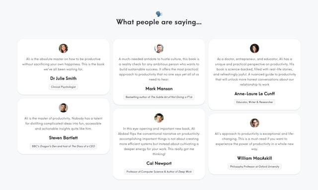 Feel Good Productivity Testimonials Preview