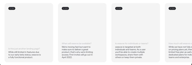 weavve FAQ Grid Preview