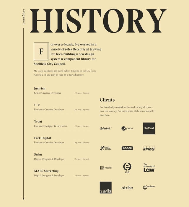 Jacob Leech Timeline Section