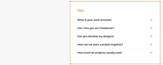 Pixels Studio FAQ Accordion Preview