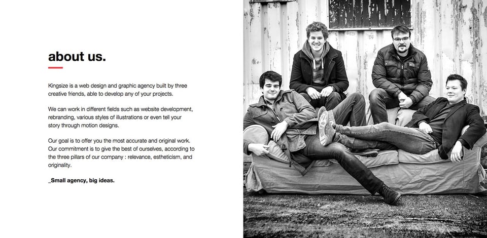 Team section on Kingsize section design