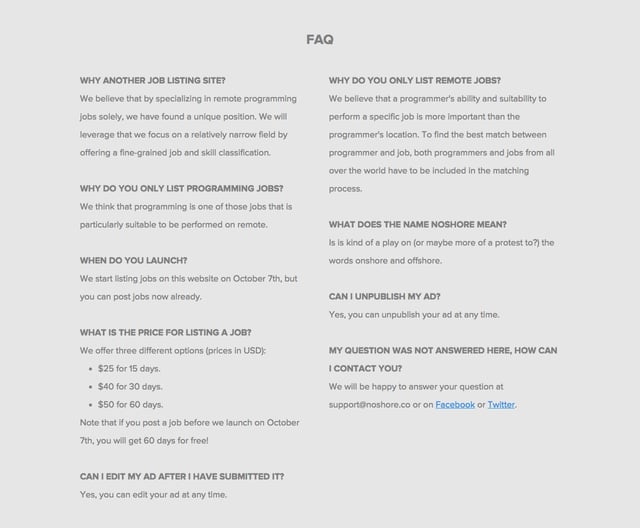 NoShore FAQ Grid Preview