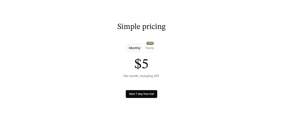 Pricing Table section on Sort section design