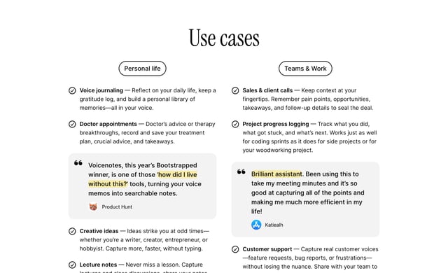 Voice Notes Testimonials Preview