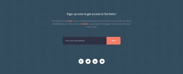 Squireel Waitlist or Beta Sign Up Section