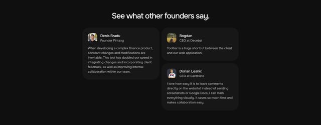 Toolbar Testimonials Preview