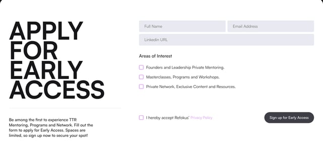 Time To Refokus Waitlist or Beta Sign Up Preview