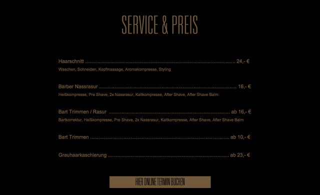 Groha Gentlemen Barbershop Pricing Table Preview