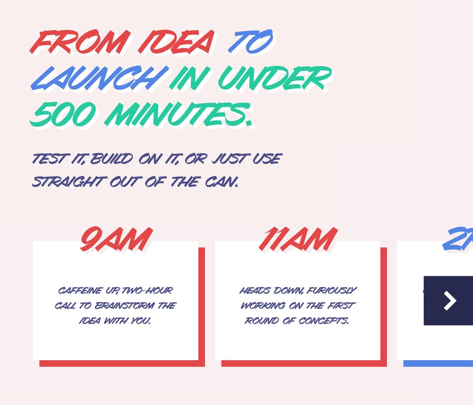Timeline section on 500 Mins section design