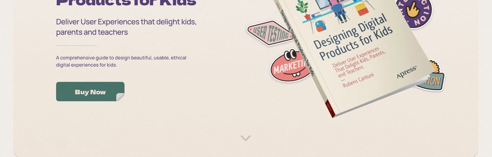 Scroll Hint section on Designing Digital Products for Kids section design