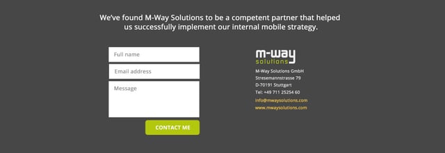 M-Way Apps Contact Form Preview