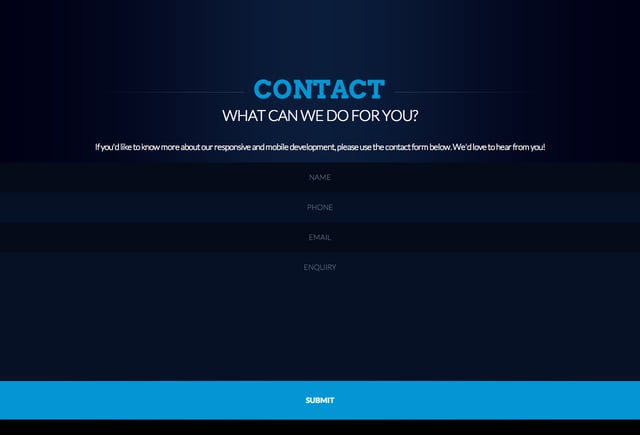 NuBlue Mobile Web Development Contact Form Preview