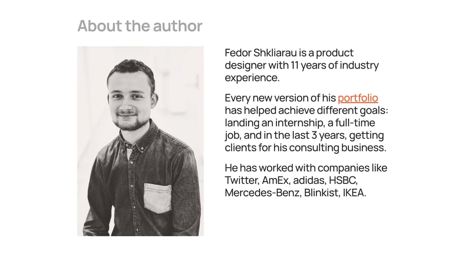 Biography section on PFF Book section design