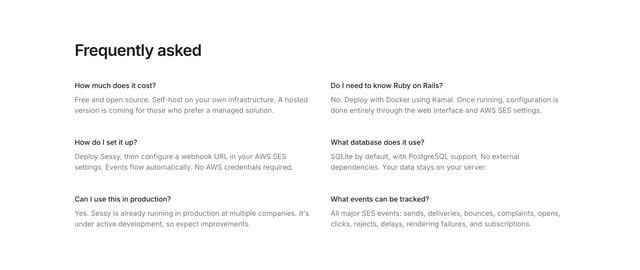 Sessy FAQ Grid Section