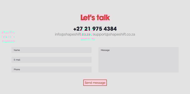 Shapeshift Contact Form Preview