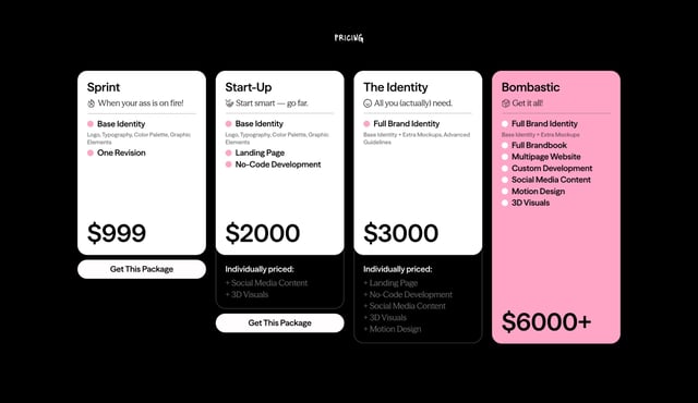 Poch Studio Pricing Table Preview