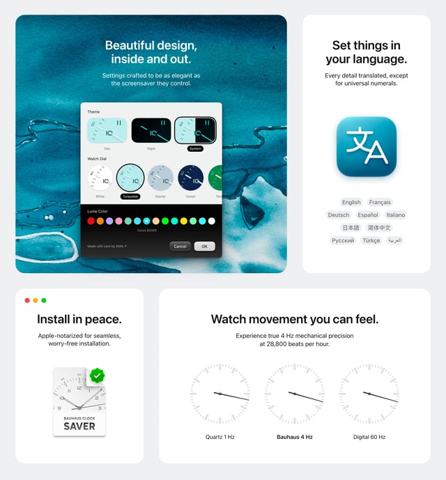 Bauhaus Clock Bento Grid - Features Preview