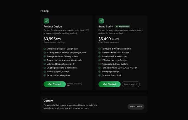 Jades Agency Pricing Table Preview