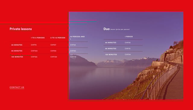 Horizons Francophones Lausanne Pricing Table Preview