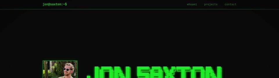 Header Navigation section on Jon Saxton section design