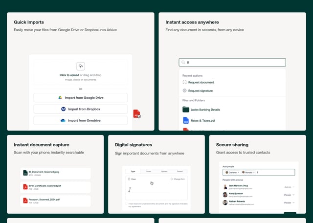Arkive Bento Grid - Features Preview