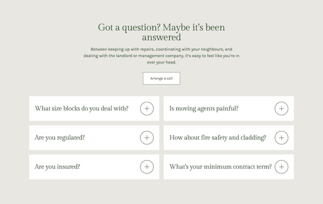 Block Living FAQ Accordion Preview