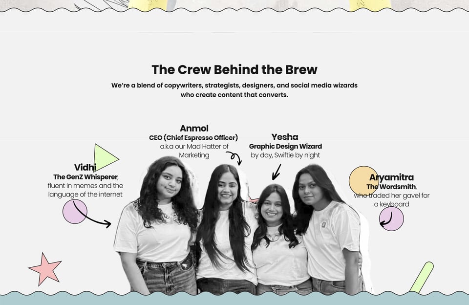 Team section on Brewitty section design