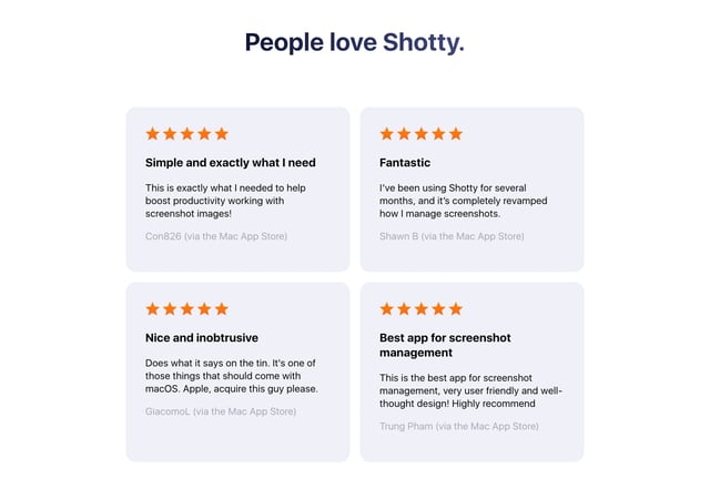 Shotty Testimonials Preview