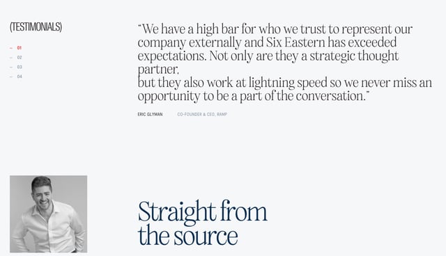 Six Eastern Testimonial Slider Preview