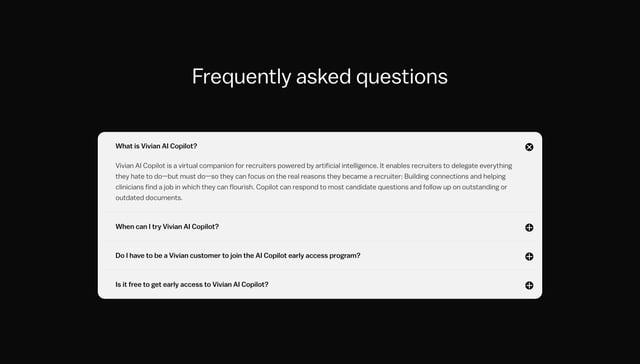 Vivian AI Copilot FAQ Accordion Preview