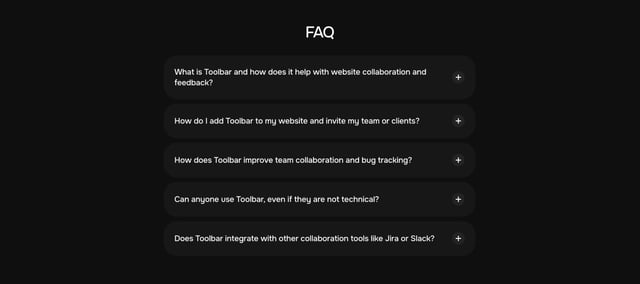 Toolbar FAQ Accordion Preview