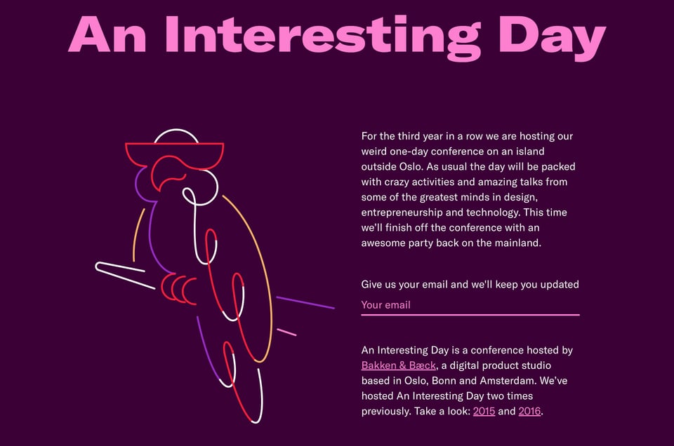 Newsletter section on An Interesting Day section design