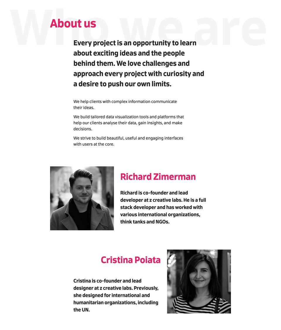 Team section on z creative labs section design