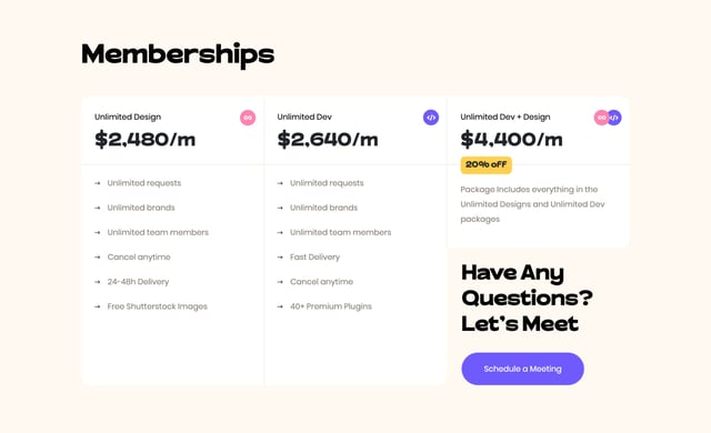 Inkyy Pricing Table Preview