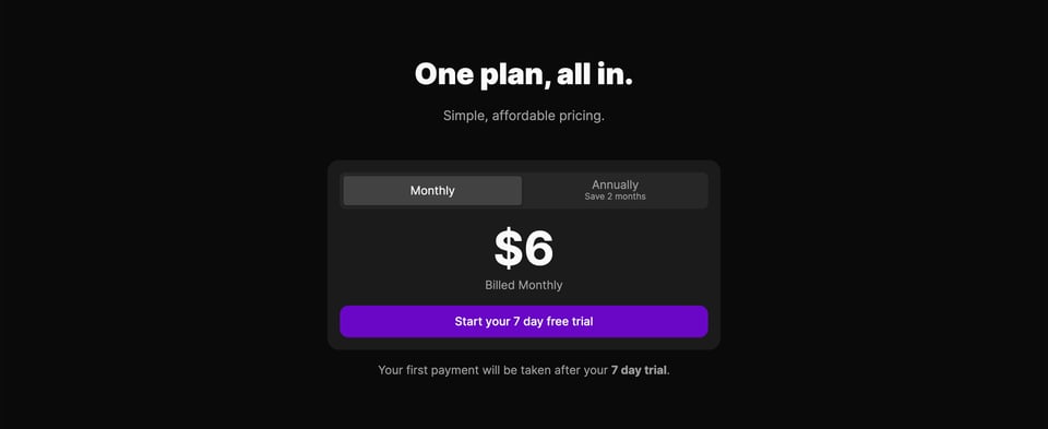 Pricing Table section on Timo section design