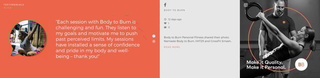 Body to Burn Testimonial Slider Preview
