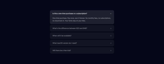 Glyphs & Grids FAQ Accordion Preview