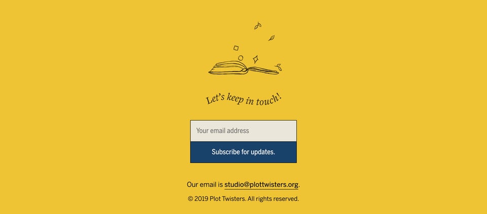 Newsletter section on Plot Twisters section design