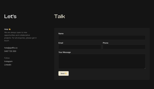 Graffio Contact Form Preview