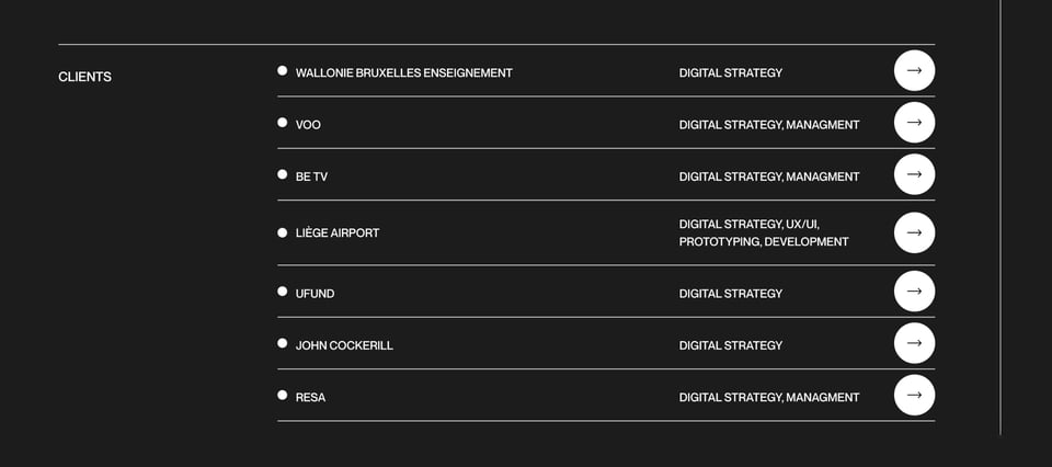 Client Name List section on Push section design
